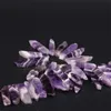 15.5 "strand Natural Amethysts Top Drilled Slice Loose Beads,Raw Crystal Quartz Rectangle Slab Pendants Necklace Jewelry Making