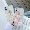 Custodie per cellulari con fiori secchi per ragazza carina per iPhone 11 12 Pro Max Xs Xr SE 7 8 plus Protezione per cellulare Giltter Cover trasparente