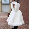 Casaco de pele de faux colarinho jaquetas com capuz para mulheres capa de inverno poncho harajuku solto retalhos xaile fausse fourrure capa 211220