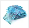100 st Rainbow Coral Big Size Organza Jewelry Gift Pouch Bags Drawstring Candy Påsar260w