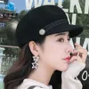 Stingy Brim Hats 2021 Flat Cap Female Korean Version Joker Wool Fedora Tide Star Anise Hat British Fashion Beret Painter Winter