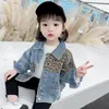 Jacken Frühling Herbst Kinder Freizeitjacke Mädchen Jeans Mäntel Kleine Jungen Leopard Patchwork Denim Oberbekleidung Kostüm 12M-9Y CL684