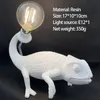 Lampes de table Lampe de lézard nordique moderne mignon LED résine animal caméléon veilleuse chambre salon décor à la maison luminaires237y