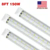 SMD5730 150W T8 8ft LED Light Shop Tubes Integrated Plug and Play LED Fluorescerande rörlampor AC 85-265V + lager i USA