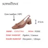 Sophitina Hakiki Deri Tatlı Kelebek-Düğüm Pompalar Ayakkabı Kadın Orta Topuklu Rahat Soyunma Bahar Sonbahar Kare Toe Fo302 210513