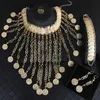 france Bridal Jewelry Set Full handmade beaded Face Accessories Women Gold Headpiece Necklace And Earrings African Alloy Veil H1022