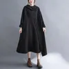 Casual Dresses 2022 Winter Korean Plus Velvet Loose Big Size Slimming Simple Solid Color All-match Women Hooded Dress