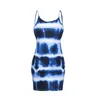 Plus Size Vrouwen Tie Dye Strappy Zomer Feest Slanke Bodycon Mini Jurk Clubwear Vintage Mode Korte Potlood Kleding 20215620434