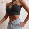 Artsu Cut-Out Sexy Backltip UP Halter Crops Tops для женщин с плечевой щелевой одежда Top Slim Shore Fiest Shoots X0507