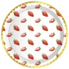 Vaisselle jetable 8pcs 9inch Thème de fraise frais Joyeux anniversaire Décoration de la fête des fruits Plaques de vaisselle pour la douche de bébé