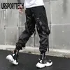 Streetwear Men's Multi Pockets Harem Cargo Pants Hip Hop Casual Male Track Pants Joggers Trousers Fashion Harajuku Men Pants 211013