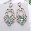 Luxury Jewelry Large Hollow Flower Color Zirconia Beautiful Style Women Plating Drop Earrings XIUMEIYIZU Brand