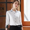 Professional Shirt Women Long Sleeve Spring Temperament Lace Patchwork Satin Chiffon Blouses Office Ladies Work Tops 210604