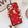 Voor iPhone 14Plus 14 13 12 11 Pro Max XS XR 8 7 Plus Defender Cases Luxe TPU Women Square Fashion Designer Electroplate Phone Case