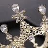 Saç klipsleri barrettes vintage altın yuvarlak kristal zirkonya düğün taç gelin tiara gelin başlık süsleri mücevher aksesuarları