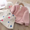 Bébé fille hiver chaud vêtements enfant jupe à pois en peluche deux pièces costume poupée col pull en laine plus velours épaississement ensemble 211025