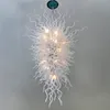 White Long Lamps Blow Glass Chandelier Lighting Drops Design LED AC 110V-240V Pendant Light Fixtures 28 by 48 Inches Custom Made for Villa Staircase