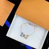Double Heart Pattern Bracelet Gold Charm Necklace Fashion Design Jewelry Set Chic Letter Bracelets Pendant Necklaces