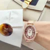 Designer Kvinnor Rhinestones Smycken Klockor Vintage Ovala Mode Armbandsur Natural Shell Lotus Watch Quartz Crystals Montre