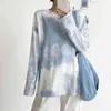 Herbst Tie-Dye Frauen Lose Hemd Mode Langarm T-shirt Koreanische Stil Grundlegende Casual frauen Weibliche 210428