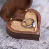 Jewelry Pouches Bags 40GB Heart Walnut Wood Ring Box Proposal Engagement Holder Wooden262Z