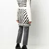 Inspired luxury zebra cardigan shawl lapel oversized knitted cardigan women fringed edges belt tied fashion cardgian coat 210412