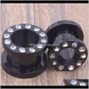 Plugs & Tunnels Drop Delivery 2021 50Pcs/Lot Mix 3-10Mm Acrylic Black Ear Plug Piercing Crystal Flesh Tunnel Body Jewelry Jrsi8