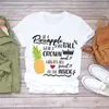 Donne 2020 Estate Ananas Acquerello Frutta Cute Cartoon Lady T-shirt Top T Shirt Donna Donna Graphic Tee femminile T-shirt X0628