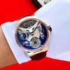 Hoge Kwaliteit Horloges 6319-305 Marine Mega Yacht 44mm Rvs Autoamtic Mens Horloge Blauw Wijzerplaat Lederen Strap Gents Sport Horloges