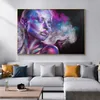 Abstracte foto muur kunst canvas schilderij aquarel vrouw poster portret hd print voor woonkamer decoratie