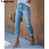 Vintage alta cintura jeans mulher branqueada mulher para mulheres rasgadas harem calças boyfriend mulheres plus size 210730
