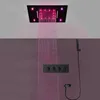 Badezimmer Schwarze Dusche Set Bunte LED Rainfall Wasserfall Multi Function Duschkopf Panel Verdeckte Thermostatmischer Wasserhähne