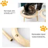 Glass Adjustable Raised Pet Bowl With Wooden Stand For Cat And Dog No Spill Water Feeding Bowls QP2 & Feeders