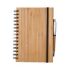 Spiral-Notizbuch, Holz-Bambus-Einband mit Stift, für Schüler, Umwelt-Notizblöcke, Großhandel, Schulbedarf, SN2751