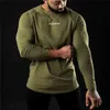 Marka Siłownia Odzież męska Casual Slim Running Koszula Bawełniane Sporty Koszulka Kulturystyka Fitness Trening Z Długim Rękawem Koszula Koszula Mężczyzna 210421