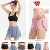 Mode Lu lâche tenue de yoga short rapide femmes gym sèche sports courtes robes d'été porter des collants de fitness élastiques de sport de couleur unie leggings