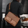 borsa a tracolla in pelle da uomo orizzontale borsa da lavoro di grande capacità borsa a conchiglia con tasca decorativa borsa da uomo casual zaino in pelle tinta unita 21082