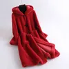 Kvinnor Vinter Jackor Ull Casual Coats Koreansk stil Jaqueta Feminina Real Fur Coat Högkvalitativ lång får Shearling 211110