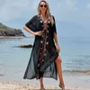 Mayo Kapak-UPS Bohemian Baskılı Uzun Kimono Hırka Açık Ön Kadın Artı Boyutu Plaj Kıyafetleri Yüzme Takımı Kapak Up Q1197 210420