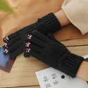 5本の指の手袋2021冬の女性タッチスクリーンコットンウォームカジュアルレディース特大暖かい漫画プリント女性屋外服