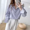 Spring and Summer stripe Shirt Long Sleeve All-Match Loose Temperament Tops for Women Shirts Ladies The 210507