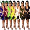 Women Skirt Fashion Dresses Ripped Sexy Sleeveless Solid Color V Neck Slim Bodycon Summer Designers Weave Clothes 2021