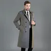 Herrgravrockar Spring Autumn Mens Man Long Coat Män dubbelbröstkläder Slim Fit Overcoat Hylsa 2021 Designer