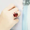 Bröllopsringar 2021 Big Square for Women Men Trendy Six Colors Zircon Silver Plated Female Jewelry Engagement Birthstone Gift8566723