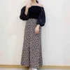NEPLOE vintage cintura alta impressão trombeta saia primavera verão simples mulheres saias japão estilo elegante temperamento jupe 210510