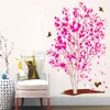 One Tree Dream Pink Flowers Birds Wall Stickers Home Decoration in Living Room adesivo de parede 210420