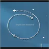 تسليم إسقاط 2021 100 في المئة 925 الجنيه الاسترليني Sier Single Zircon Cankle Bracelets Simple Chain anklet Foot Cains for Women Girls Summer Girls