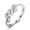 Wedding Rings Dainty Bride Cute Leaf Thin Engagement Ring Vintage Female Blue White Opal Stone Charm Silver Color For Women5204225