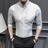 Skjortor för män Kläder Koreansk Slim Fit Half Sleeve Shirt Casual Plus Size Business Formell Wear Chemise Homme 5XL-M 210809