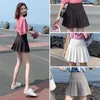 Jupe coréenne d'été plissée Short d'école taille haute Sexy Mini japonais noir blanc grande taille 210621